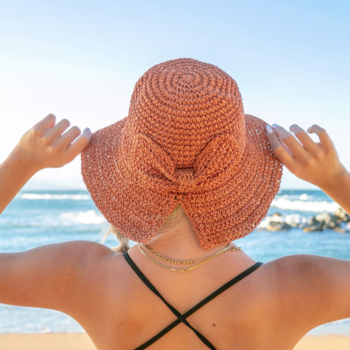 Bow Accent Straw Hat | AILI'S CORNER