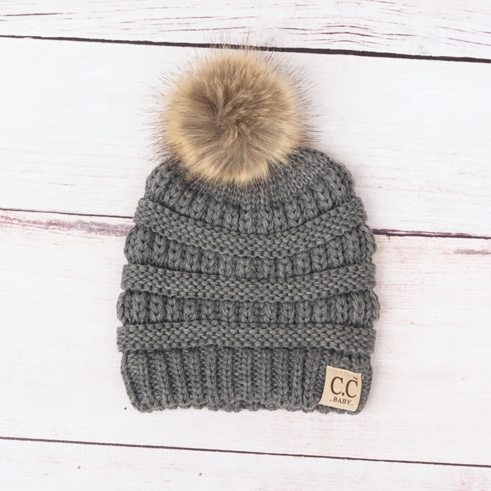 CC Baby Fur Pom Beanie | AILI'S CORNER