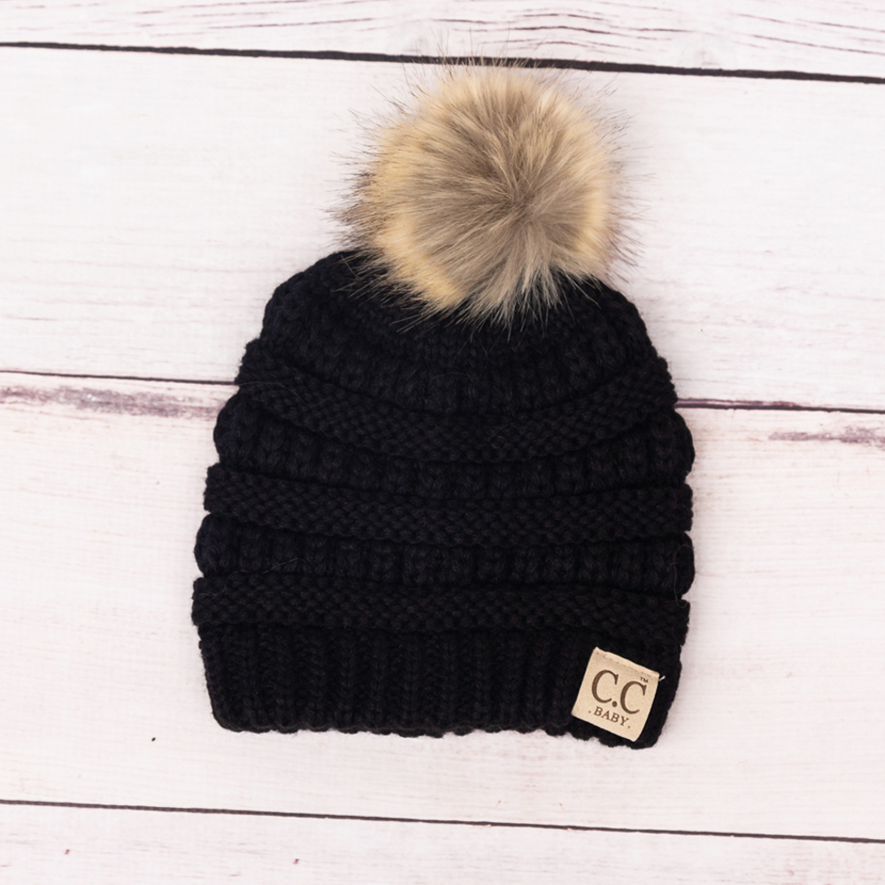 CC Baby Fur Pom Beanie | AILI'S CORNER