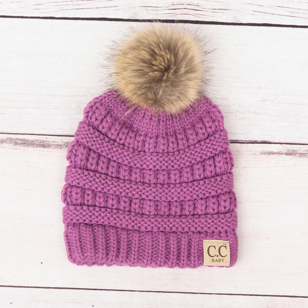 CC Baby Fur Pom Beanie | AILI'S CORNER