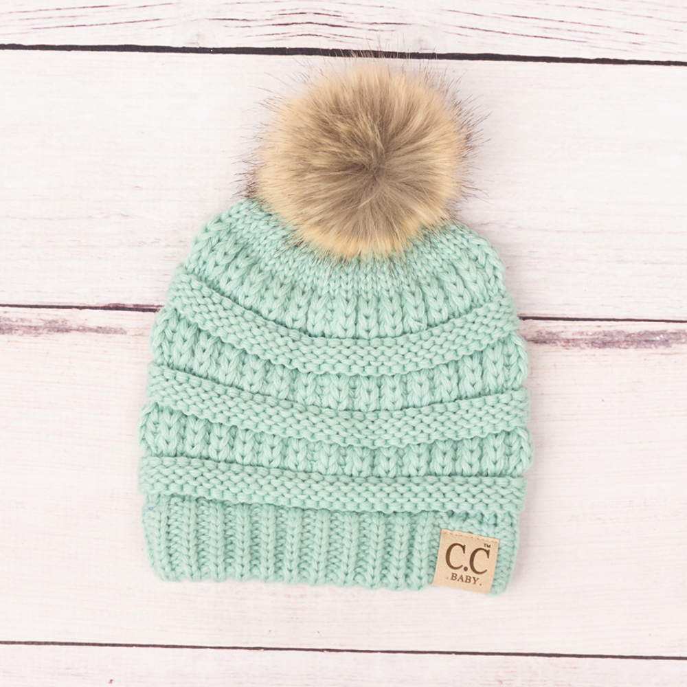 CC Baby Fur Pom Beanie | AILI'S CORNER