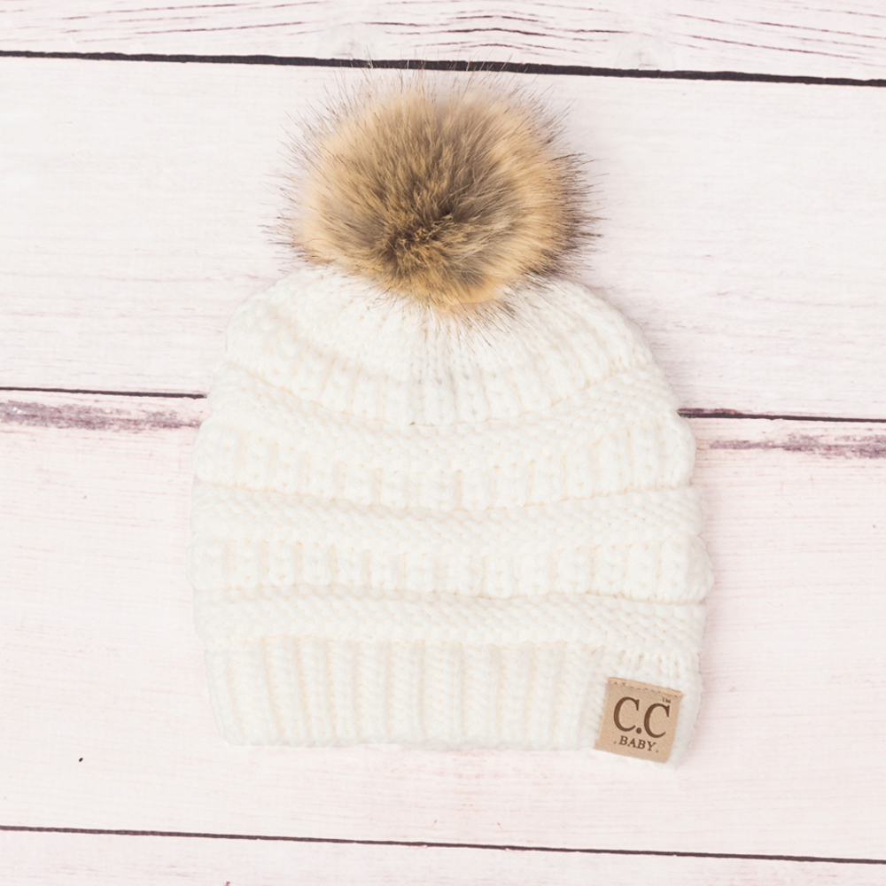 CC Baby Fur Pom Beanie | AILI'S CORNER