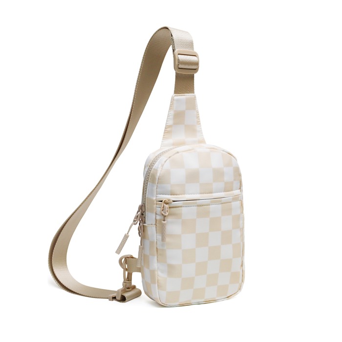 Kenzie Nylon Checkered Sling Bag | AILI'S CORNER