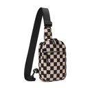 Black / Tan Kenzie Nylon Checkered Crossbody Sling Bag | AILI'S CORNER