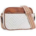 White/Cognac Everly Vegan Leather Camera Crossbody