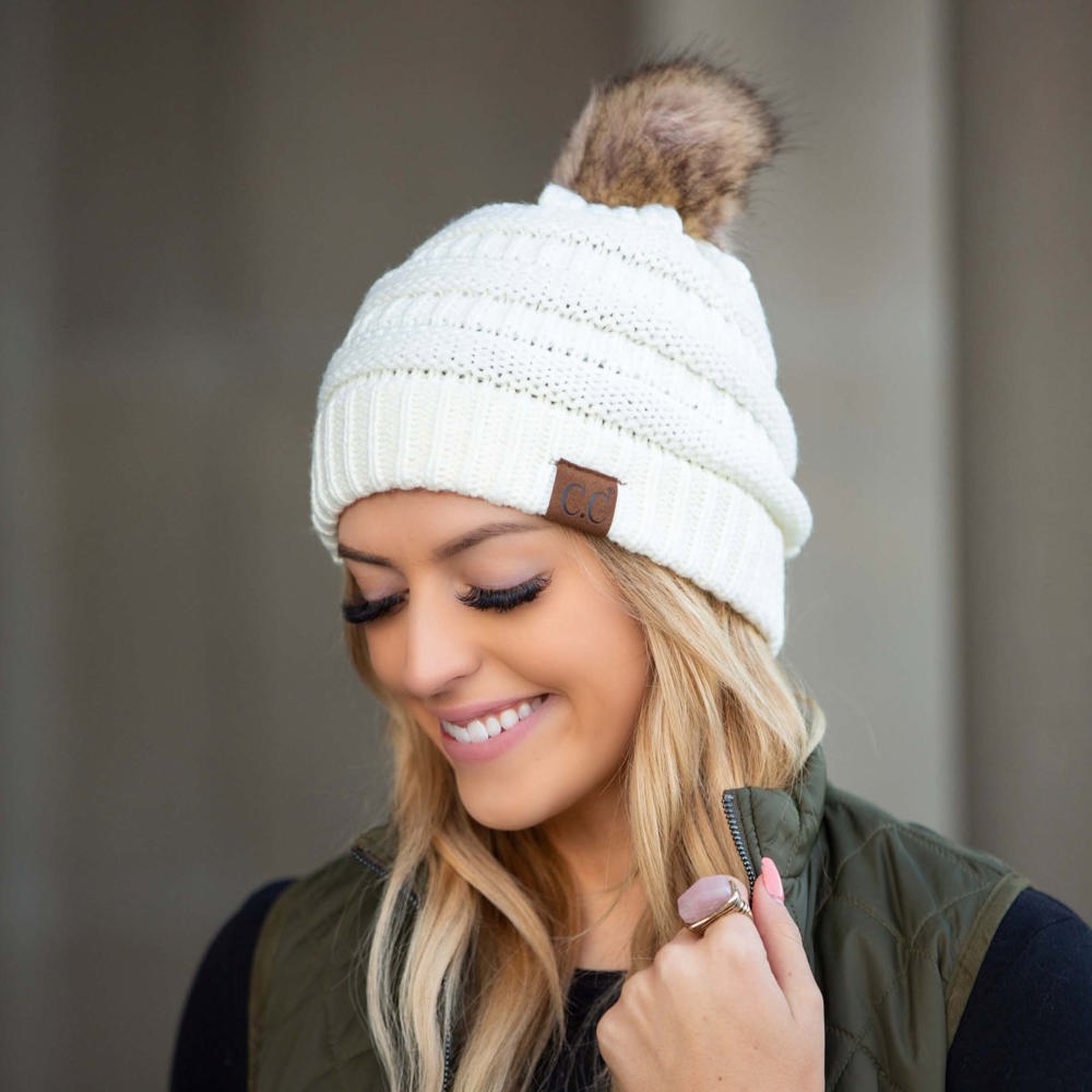 C.C® Fur Pom Beanie