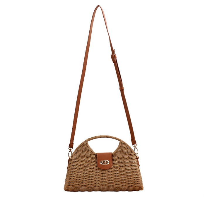 Stella Woven Straw Top Handle Crossbody Bag | AILI'S CORNER