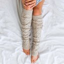 Beige Long Cable-Knit Leg Warmers | AILI'S CORNER