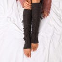 Charcoal Long Cable-Knit Leg Warmers | AILI'S CORNER