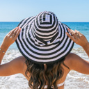  Stripe Bow Accent Sunhat | AILI'S CORNER