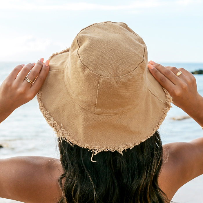 Frayed Edge Canvas Bucket Hat | AILI'S CORNER