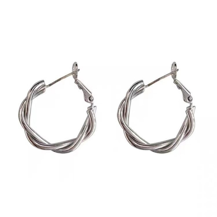 18K STAINLESS STEEL TWISTED HOOP EARRINGS | AILI'S CORNER