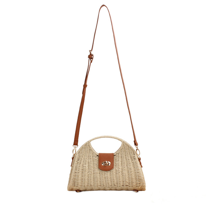 Stella Woven Straw Top Handle Crossbody Bag | AILI'S CORNER