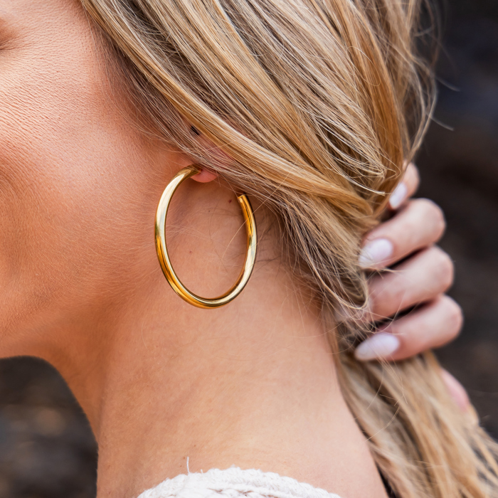 14K STAINLESS STEEL OPEN HOOP EARRINGS  | AILI'S CORNER