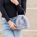 Gray Elle Convertible Plush Top Handle Crossbody | AILI'S CORNER