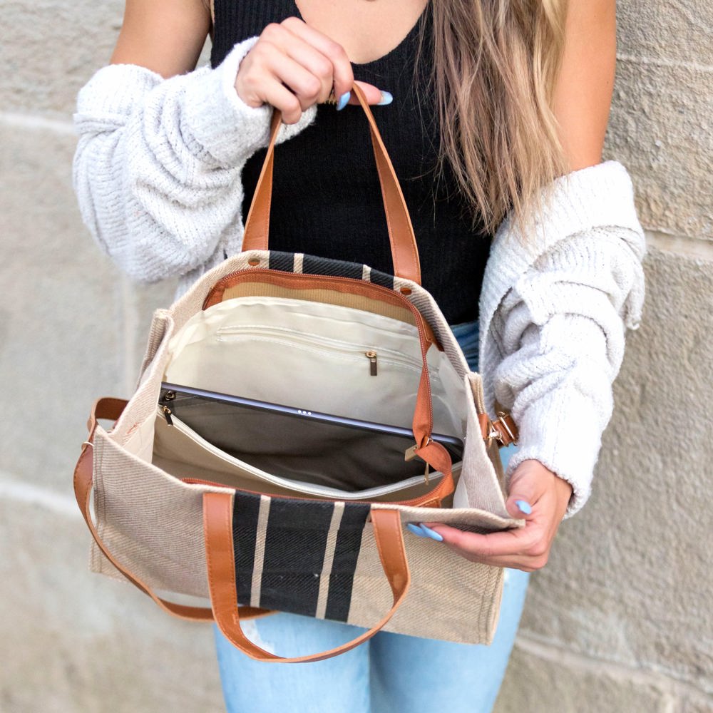 Canvas Stripe Tote | AILI'S CORNER