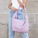 Pale Mauve Piper Oversize Nylon Carryall Messenger Bag | AILI'S CORNER