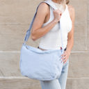 Blue Linen Lula Everywhere Nylon Messenger Bag | AILI'S CORNER