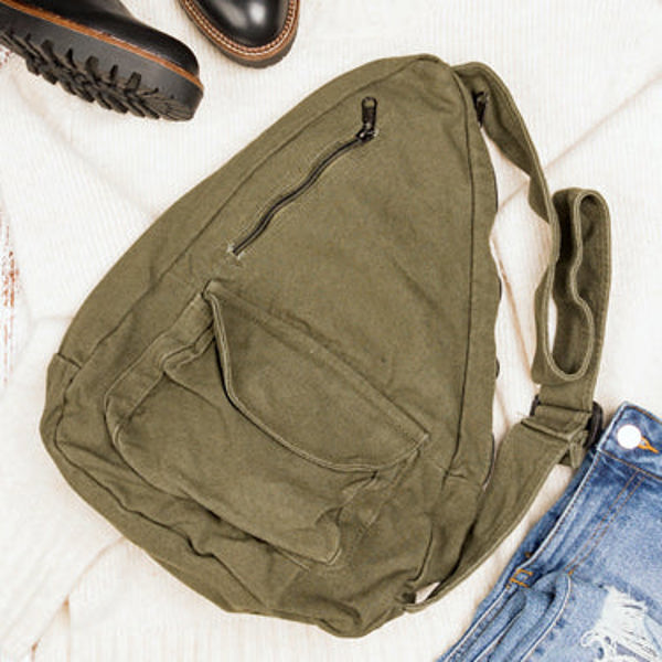 バッグ liju Canvas Sling Bag green Green Canvas Sling Bag Crossbody Travel Backpack With Anti