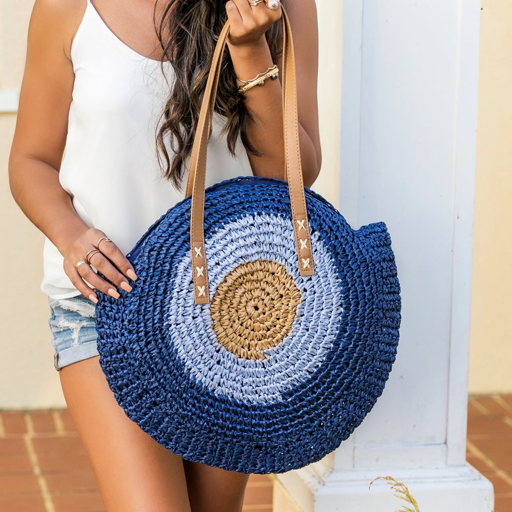 Straw Circle Tote – Woven Handbag in 5 Colors