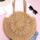 Khaki Straw Circle Tote – Woven Handbag in 5 Colors