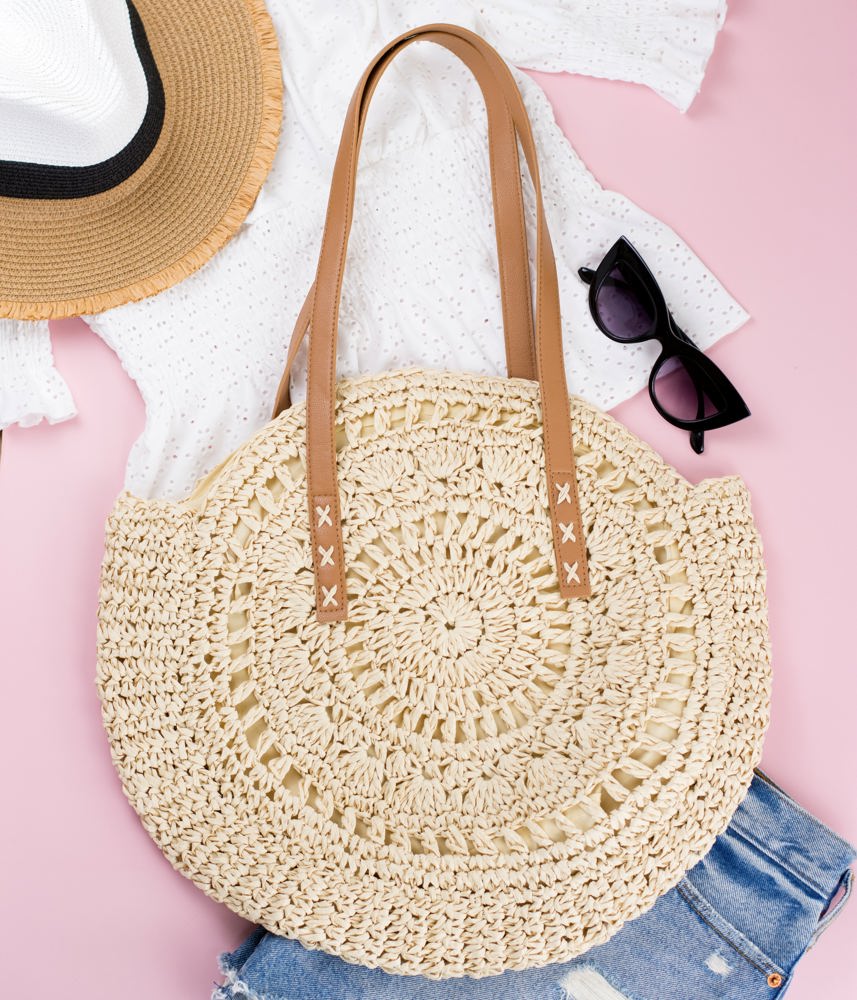 Straw Circle Tote – Woven Handbag in 5 Colors