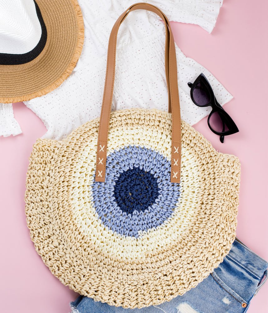 Straw Circle Tote – Woven Handbag in 5 Colors