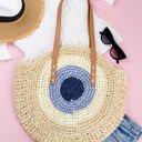 Straw Blue Straw Circle Tote | AILI'S CORNER