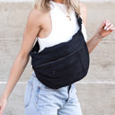 Black London Oversized Canvas Crescent Sling | AILI'S CORNER