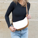 Cognac Bone Nadia Colorblock Vegan Leather Crescent Sling | AILI'S CORNER