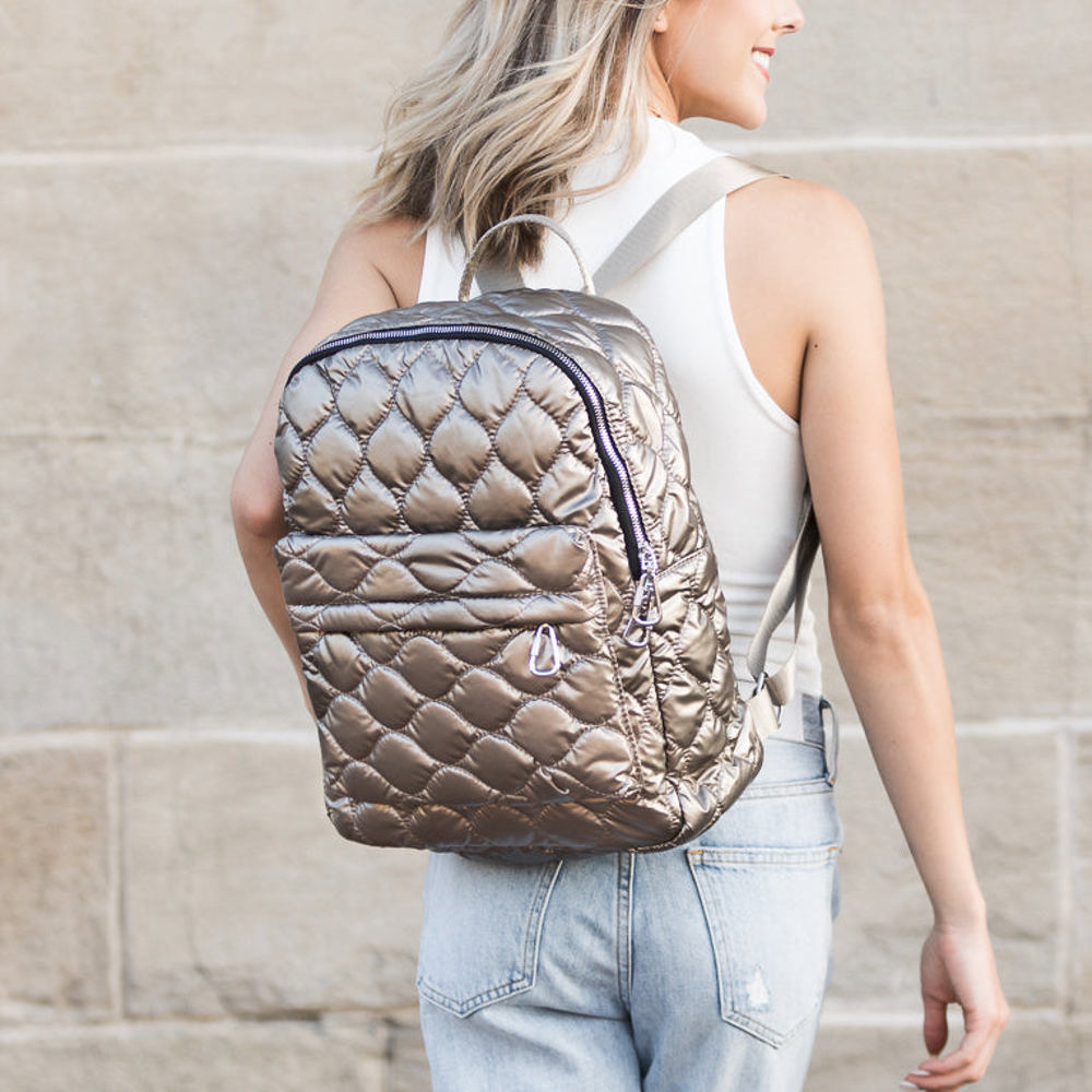 Jade Metallic Puffer Backpack | AILI'S CORNER