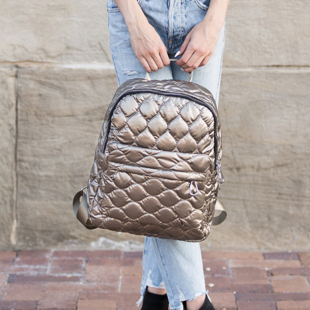 Jade Metallic Puffer Backpack | AILI'S CORNER