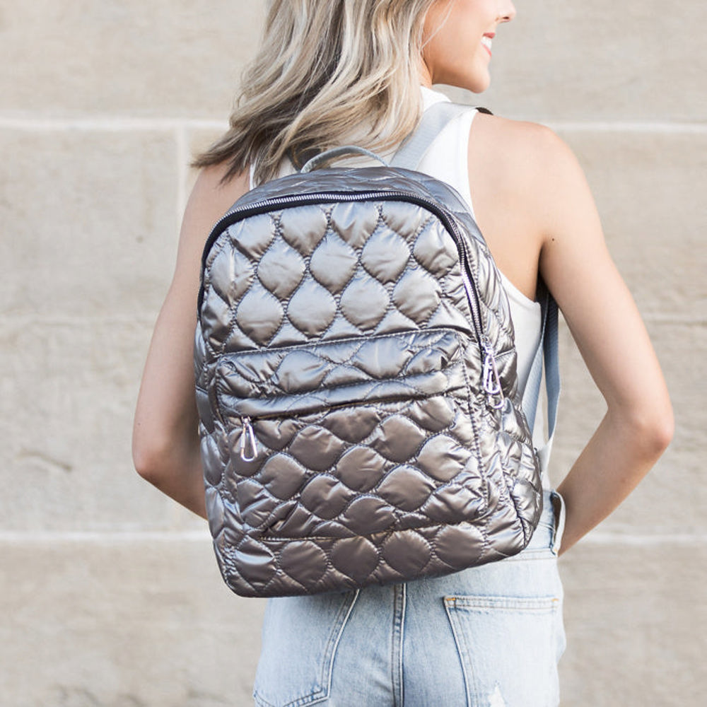 Jade Metallic Puffer Backpack | AILI'S CORNER