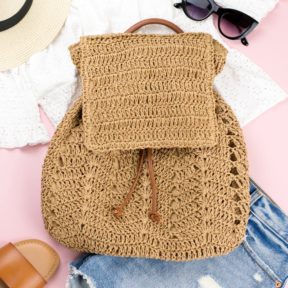 Woven Straw Backpack | AILI'S CORNER