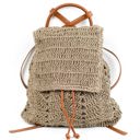 Dark Taupe Woven Straw Backpack | AILI'S CORNER