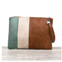Chestnut/Cream/Aegean Teal Oversize Everyday Color Block Clutch | AILI'S CORNER