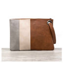 Chestnut/Cream/Gray Oversize Everyday Color Block Clutch | AILI'S CORNER