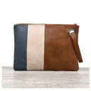 Chestnut/Cream/Midnight Blue Oversize Everyday Color Block Clutch | AILI'S CORNER