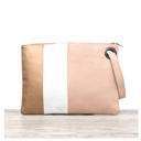 Nude/White/Rose Gold Oversize Everyday Color Block Clutch | AILI'S CORNER