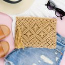 Khaki Macrame Tassel Clutch | AILI'S CORNER