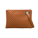 Cognac Quilted Wristlet Clutch | AILI'S CORNER