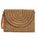 Mocha Straw Foldover Convertible Clutch | AILI'S CORNER