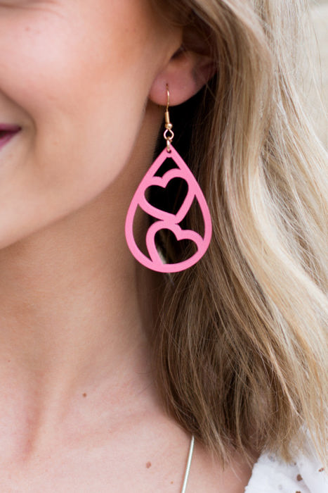 Wooden Heart Teardrop Earrings | AILI'S CORNER