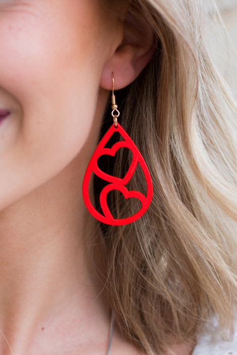 Wooden Heart Teardrop Earrings | AILI'S CORNER