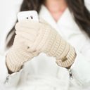 Beige C.C® Knit Touch Gloves | AILI'S CORNER