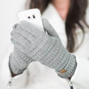 Light Melange Gray C.C® Knit Touch Gloves | AILI'S CORNER