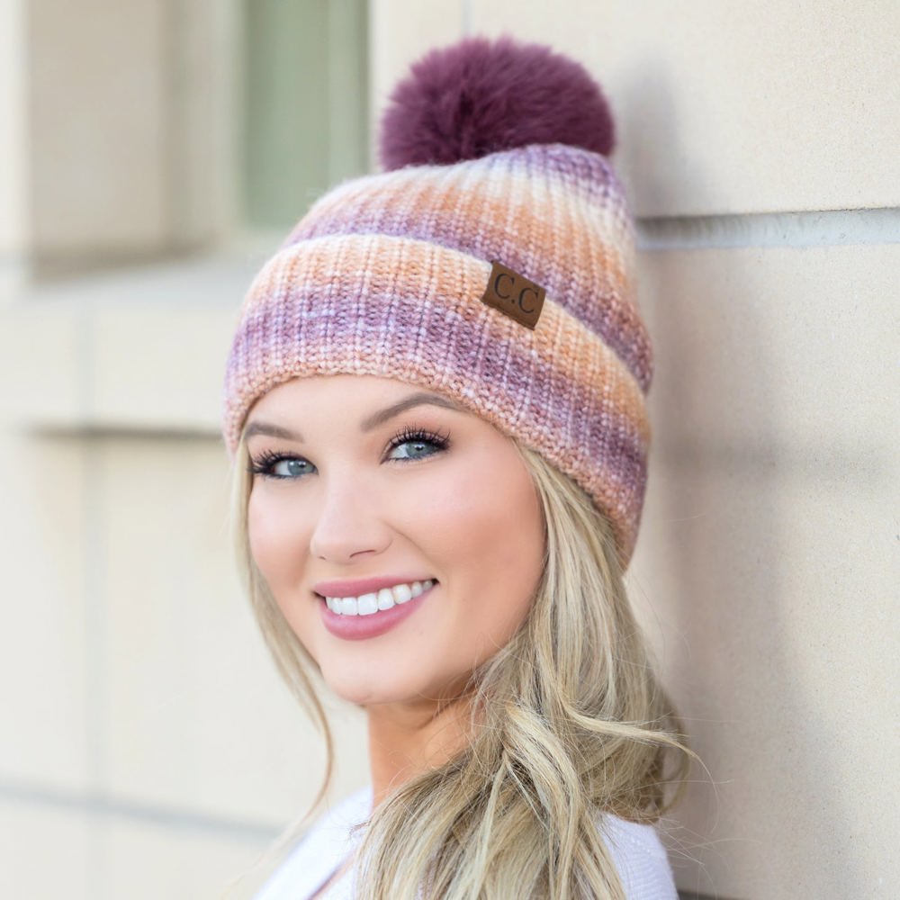 C.C® Ombre Fur Pom Beanie | AILI'S CORNER