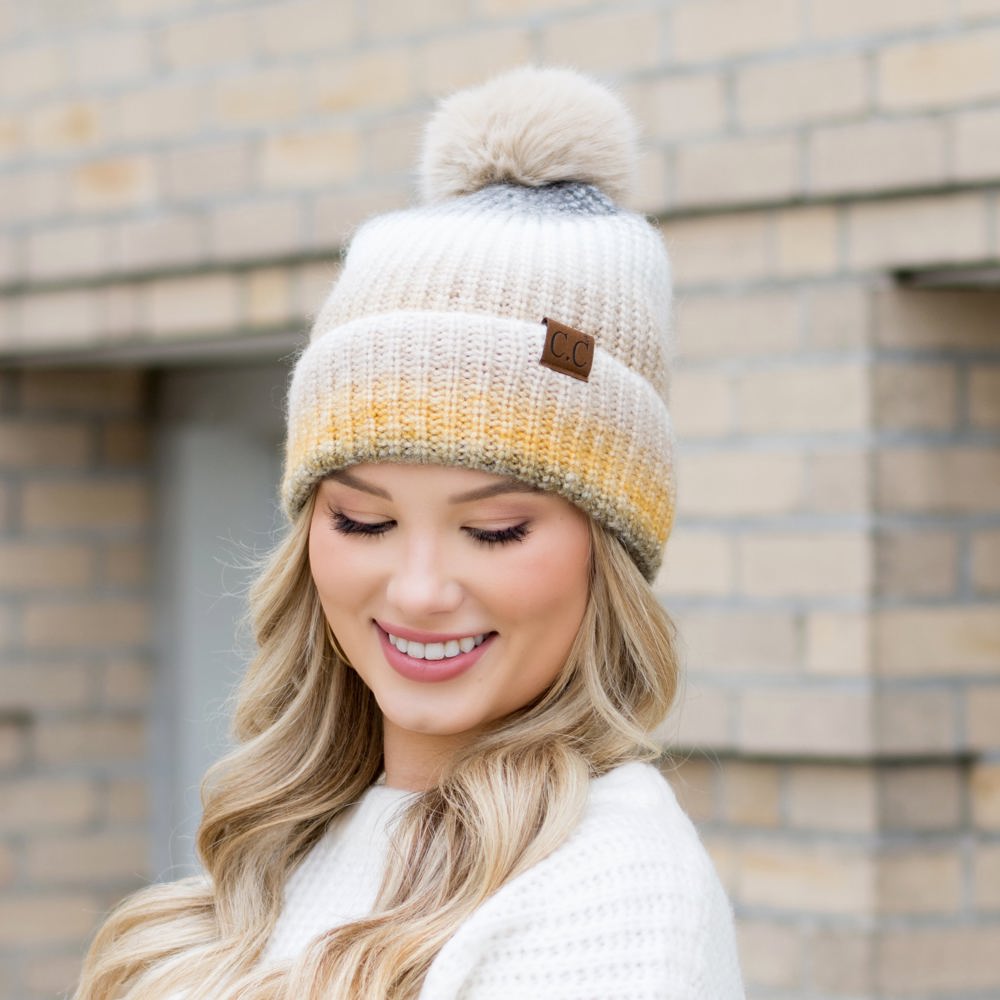 C.C® Ombre Fur Pom Beanie | AILI'S CORNER