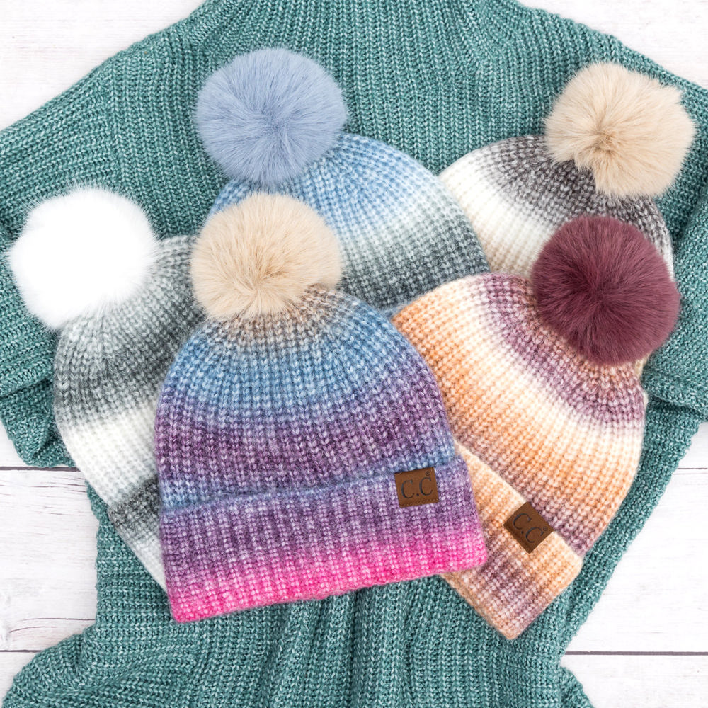 C.C® Ombre Fur Pom Beanie | AILI'S CORNER