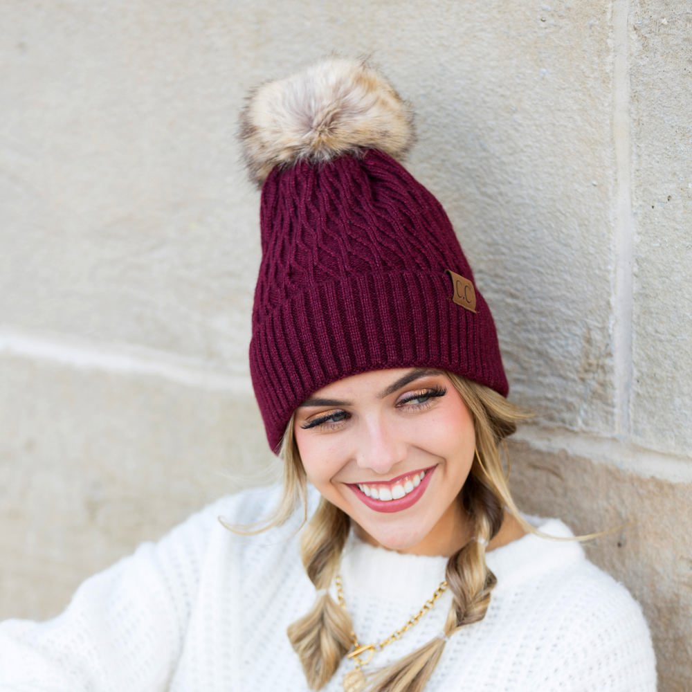 C.C® Honeycomb Pom Beanie | AILI'S CORNER